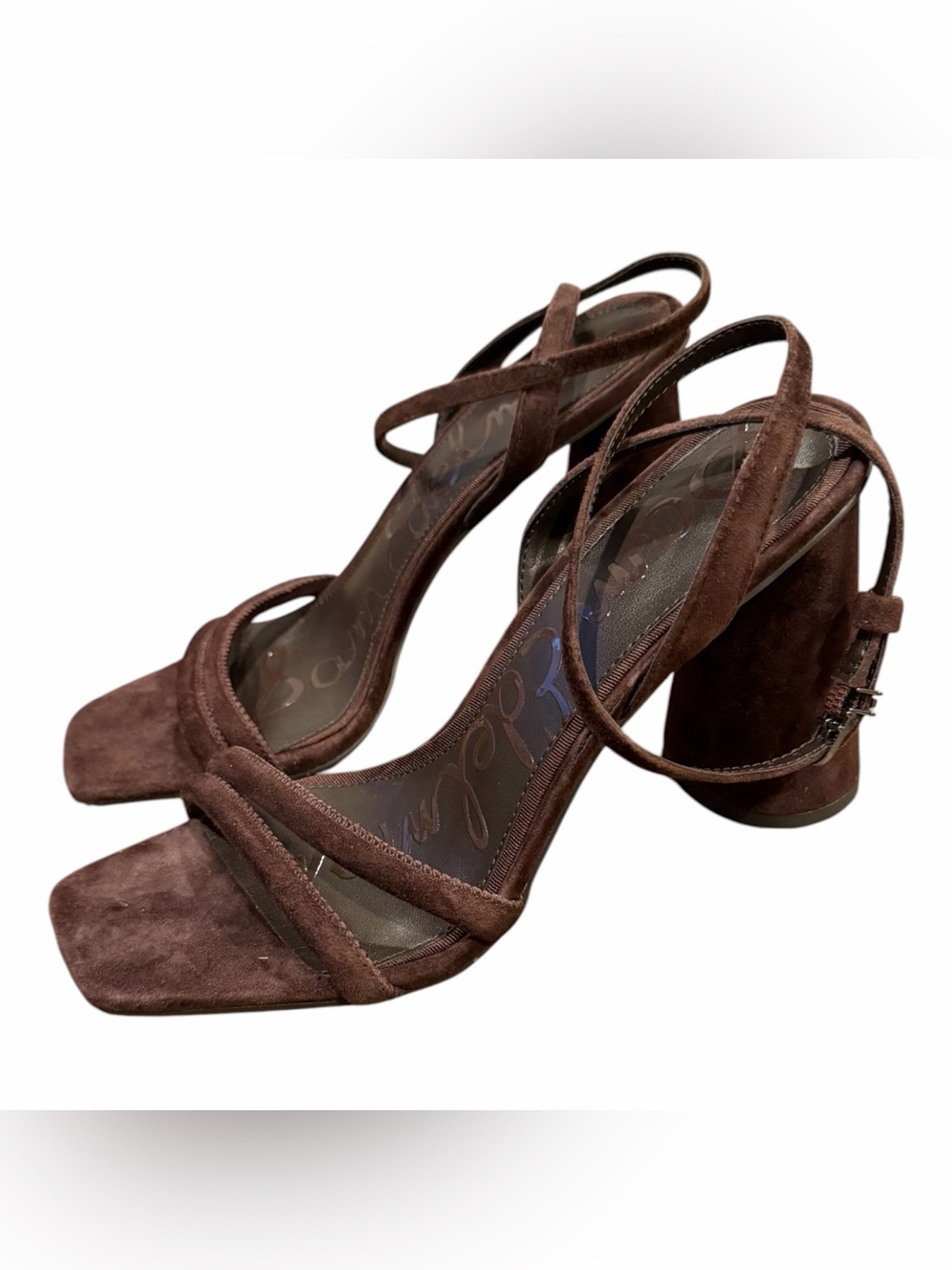 Sam Edelman Brown Suede Strappy Block Heel Sandals